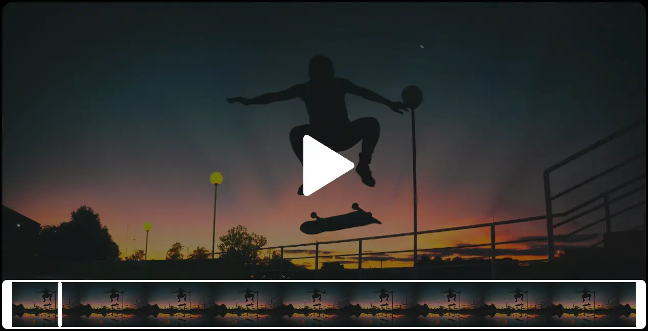 Video player of a person doing a skateboard trickshot