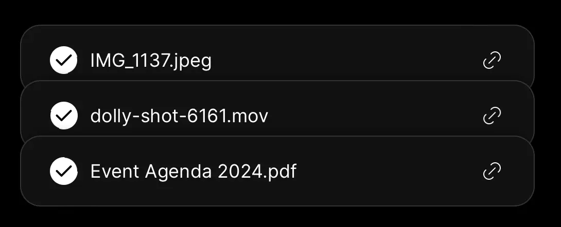 3 completed file uploads